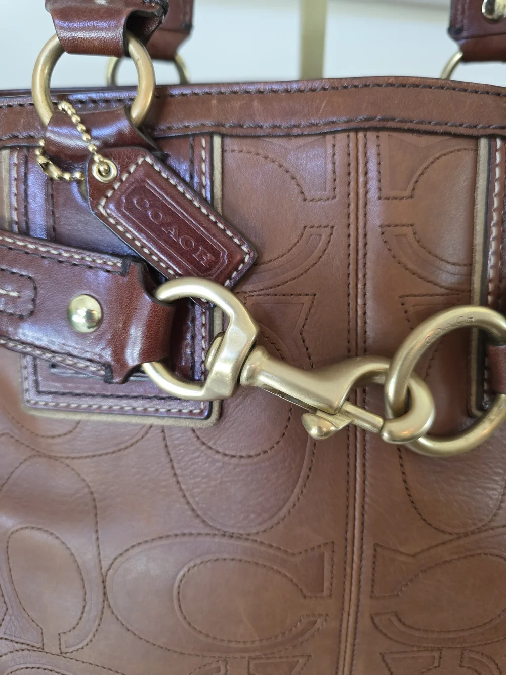 Vintage Hamptons Legacy Horsebit Tote & Wallet Set Cognac Embossed Leather Y2K - Picture 4 of 16